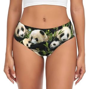 EdWal Schattige panda-print dames slipje met hoge taille, vochtafvoerend ondergoed, bikini kort ondergoed, Zwart, XL