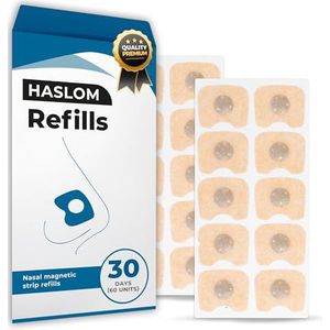 Haslom® 30_ Premium Navullingen Magnetische Neusstrips + Gebruiksaanwijzing, 30-Dagen Pack, Extra Sterke Hechting, Zweet- en Waterbestendig, Maximale Grip [Sport en Slaap]