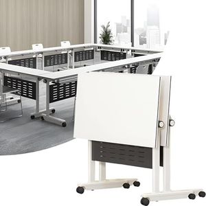 Conferentieruimtetafel - opvouwbare vergadertafel, vergaderzaal tafel met stille vergrendelingswielen, opvouwbare flip-top mobiele trainingstafel, witte kantoorvergadertafel (kleur: 2 stuks, maat: 140