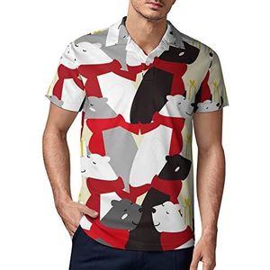 Merry Christmas Wild Teddy Bear heren golf poloshirt zomer korte mouw T-shirt casual sneldrogende T-shirts XL