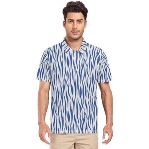 LI ZHI XIN Heren poloshirt met korte mouwen, werk-T-shirt, zomertop, klassieke kraag, sweatshirt met 2 knopen, voor golf, tennis, outdoor, sport, zebrastrepen, patroon, Meerkleurig, S