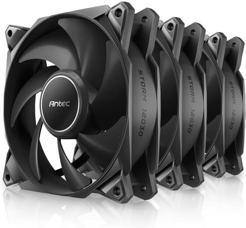 Antec Ventilatoren met een dikte van 30 mm, 120 mm x 30 mm, Storm T3, PWM pc-ventilatoren, 120 mm ventilator, premium high-performance behuizingsventilatoren, 4-pins PWM-connector,