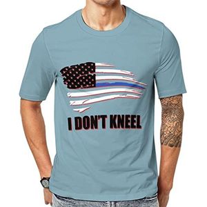 I Don't Kneel Blue Line Flag heren korte mouw grafisch T-shirt ronde hals print casual tee tops 2XL
