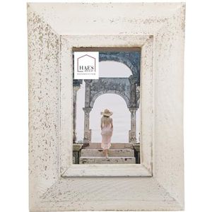 HAES DECO - Fotolijst 10x15 - Shabby Chic - kleur Wit, formaat 21x2x26 cm, voor foto 10x15 cm