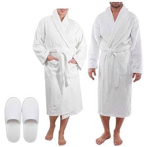 Westlane Linens 100% Egyptisch katoenen badstof badjas, hotel- en spa-kwaliteit, uniseks ochtendjas, badjassen voor mannen en vrouwen, Terry Wit, XL