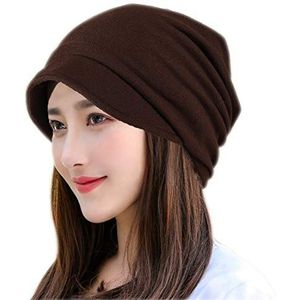 Yixda Damespet, baret, muts, beanie-cap, Newsboy pet met klep, koffie, Eén maat