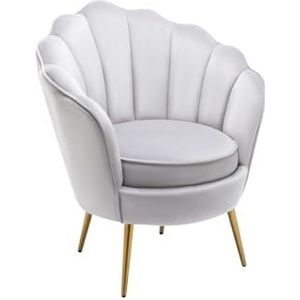 Vente-unique - Schelpvormige fauteuil van lichtgrijs velours LALEA