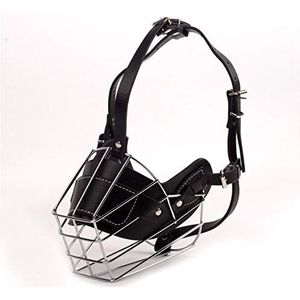 ZHAOCHEN. Verstelbare muilkorf Leather Pet Mouth Basket Mask No Bark Anti-Bijten Cage flexibele bandjes Anti back Small Big Dog Muilkorf (Color : Style C Black, Size : XL)
