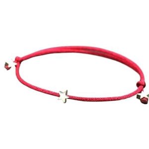 Handgemaakte roestvrijstalen bedelarmband dun rood touw draad string armbanden geschikt for vrouwen mannen paar mode-sieraden cadeau(Color:Star wine)