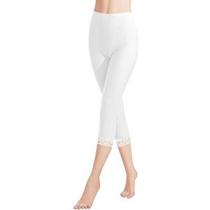 Libella Dameslegging 3/4 broek met kant van katoen, capribroek met hoge taille, kleurrijk, slim fitnessbroek, meerkleurig 4166, 1 stuks wit., S