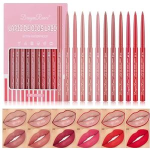 12 Stuks Lip Liner Combo, Lip Plumper En Langdurige Slijtage Waterproof, Non-stick Cup Gladde Textuur Matte Lip Gloss Gift Set