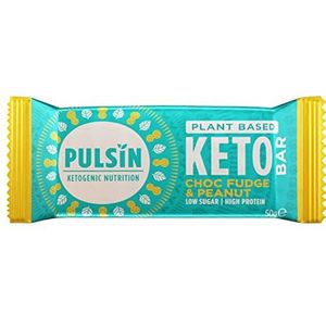 Pulsin Pulsin Keto Bar voor plantaardig veganistisch eiwit in Choc Fudge en Pinda Smaak, 50 g, G0000892