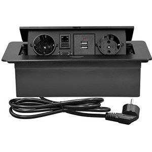 CHENGPI - Inschuifbaar Inbouwstopcontact - Meervoudig Stopcontact - 2 Europese Normen - 2 USB - HDMI-netwerkinterface - Ruimtebesparend
