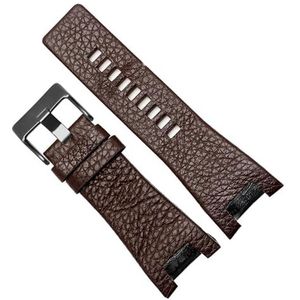 dayeer Lederen horlogeband voor Diesel DZ1216 DZ1273 DZ4246 DZ4247 DZ287 Horlogeband Polsband Armband (Color : A-brown-blackbuckle, Size : 32mm)