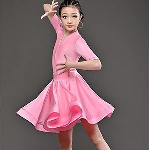Latin Dansrokken voor Meisjes Rumba Samba Kostuum Dans Jurk Performance Rok Carnaval Feestoutfit (Color : Pink, Size : 170cm)