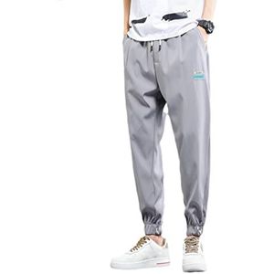 GYSAFJ Zomer Casual Broek Heren Dunne Joker Sport Harembroek Heren Joggingbroek, Grijs, L