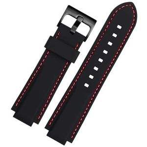 Jeniko Siliconen Rubberen Horlogeband Compatibel Met Oris Aquis Horlogeband Bolle Band Roestvrijstalen Pingesp Polsband Zwart 24 Mm X 11 Mm (Color : Red line black, Size : 22-12mm)