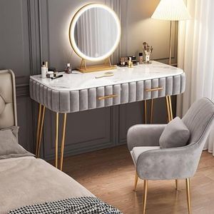 JAVPTAV FairyHover kaptafel met LED-verlichting make-up ijdelheid met 2 grote laden multifunctionele make-up ijdelheid voor slaapkamer badkamer (kleur: B, maat: 100 x 40 x 75 cm)