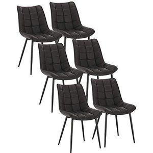 WOLTU 6 x eetkamerstoel modern design stoel goed gewatteerde kunstleren zitting metalen frame, antraciet BH207an-6