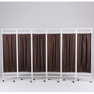 Medische kamerverdeler met opvouwbare panelen, mobiel medisch privacyscherm, waterdicht nylonweefsel, kamerverdeler met vergrendelbare wielen, geschikt, 189 cm hoog(Brown,6-panel)