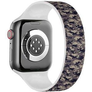 Solo Loop Band Compatibel met All Series Apple Watch 42/44/45/49mm (Camouflage Militair) Elastische Siliconen Band Strap Accessoire, Siliconen, Geen edelsteen