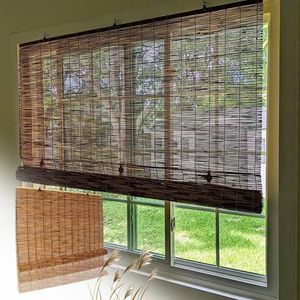CMJYMX Lichtfiltering, bamboe rolgordijnen met lifter, 150, 130, 110, 90, 70, 50 cm, ondoorzichtig, jaloezieën, vouwgordijn, voor binnen en buiten, 100 x 260 cm (b x h)