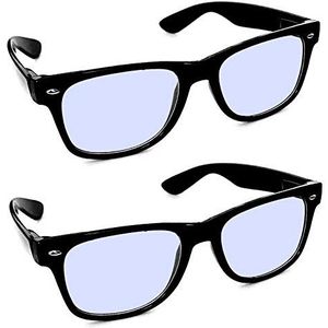 Set van 2 blauwlichtfilters, beeldschermbril zonder sterkte, zwart, blauwe filterbril, gamingbril, blauwfilter, pc-scherm, monitorbril, dames en heren, bureaubril, werkbril