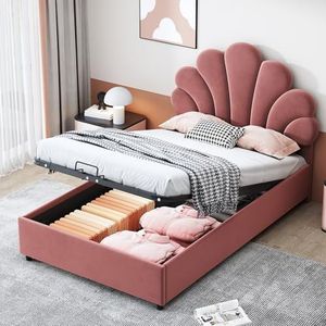 Kajuitbed - Beige - Fluweel - Opbergmechanisme