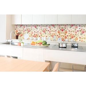 DIMEX Keukenachterwand, folie, zelfklevend, kleine rozen, 350 x 60 cm, plakfolie, decoratiefolie, spatbescherming voor keuken, made in EU