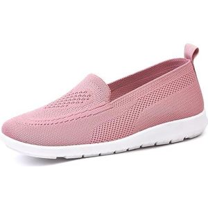 Instappers Vrijetijdsschoenen for Dames Gebreide Loopschoenen Van Mesh Zomer Ademende Sneakers Lichtgewicht Antislip Sportschoenen Comfortabele Orthopedische Schoenen (Color : Pink, Size : 39 EU)