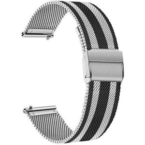 LUGEMA Milanese Roestvrijstalen Horlogeband Compatibel Met Garmin Vivomove HR 3 3S / Vivoactive 4 4S 3 / Venu 2 2S Sq/Luxe Stijl Horlogebandriem (Color : Black Silver, Size : Garmin Luxe)