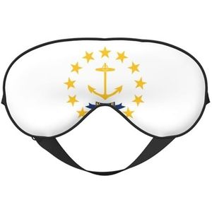 Rhode Island State Flag Printing Soft Eye Mask, Dubbelzijdige Zachte Oogdekking voor Slaap, Reizen, Yoga, Verstelbare Riem, Blokkeert Licht