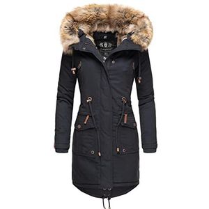 Navahoo Lady Like Winterjas, voor dames, winterparka met afneembare kraag van kunstbont, in de maten XS-XXL, blauw, M