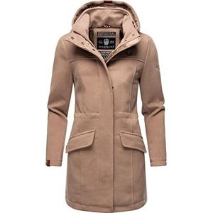 MARIKOO Leilaniaa Winterjas voor dames, warme wollen jas met capuchon, XS-XXL, taupe, M