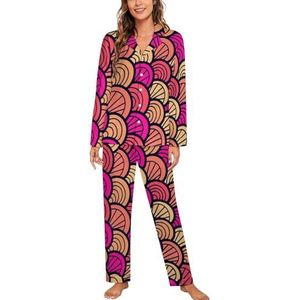 Zeemeermin Dragon Scales Vrouwen Lange Mouw Button Down Nachtkleding Zachte Nachtkleding Lounge Pyjama Set XL