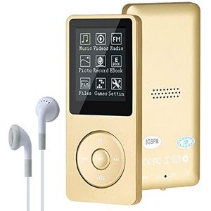 Mp3-spelers, MP3/MP4 digitale muziekspeler, Lychee Upgrade 8 GB draagbare HiFi Lossless Sound muziekspeler met muziek/video/spraakopname/FM-radio/e-book lezer, ondersteunt tot 64 GB (goud)