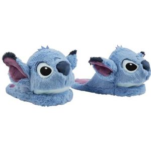 Disney Damespantoffels, pluizige 3D antislip - Baby Yoda geschenken, Blauwe steek, 6-6.5