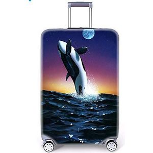 Chickwin Beschermhoes voor koffers, wasbaar, met print, beschermt tegen krassen, stofdicht, reiskoffer, hoes voor bagage, haai, XL(29-32)