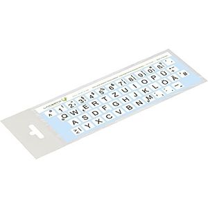 Lacerto® | Extra grote tekens, Duitse toetsenbordstickers voor slechtzienden en senioren, met mat krasbestendig beschermend laminaat, QWERTZ | Kleur: (13 x 13 mm, wit/zwart)