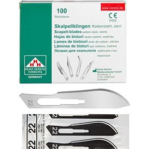 Shehadeh - 100 stuks scalpelmessen figuur 22 voor scalpelhouder nr. 4 - afzonderlijk steriel verpakt