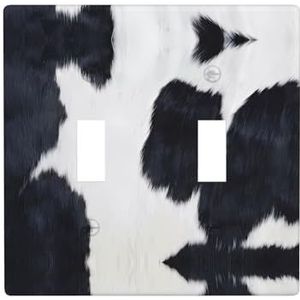 ZhaoYuGoods Koeienhuid Print Muurplaat, Dubbele Toggle Lichtschakelaar Outlet Cover 2-Gang 11,4 cm x 11,4 cm, PC Decoratieve Voorplaat voor Thuis & Kantoor