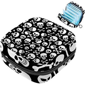 MUOOUM Eng Schedel Patroon Maandverband Opbergtas Draagbare Menstruatie Tas Voor Vrouwen Tiener Meisjes Menstruatie Cup Pouch Nursing Pad Houder