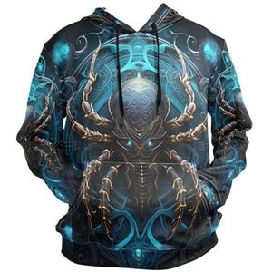 KAAVIYO Abstracte blauwe kunst hoodies 3D-print atletische sweatshirts met capuchon voor atleet mannen jongens (gezondheidsstof), Patroon, M
