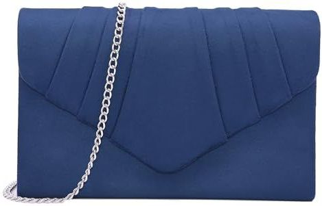 Milisente Clutch Dames, Elegante Clutch Suede Leder Envelop crossbody klassieker avondtassen (Blauw)