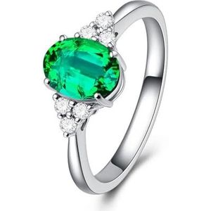 Damesduivenbloed robijnrode ring 18k vergulde roodgroene saffier ingelegde diamanten edelsteen ringarmband (Color : Green_Openingadjustable)