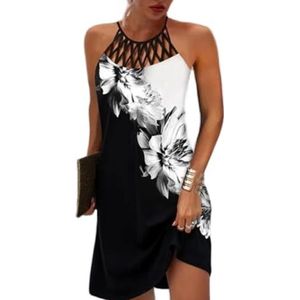 HHuiXinXue Dames zomer casual riem jurk mesh holle boho strand zonnejurk met print, kleur-6, S