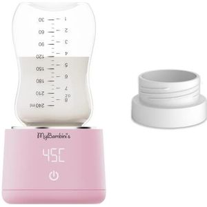 MyBambini's PRO™ Draagbare flessenwarmer baby, flessenwarmer babyreizen, moedermelkwarmer baby, USB-flessenwarmer, voor auto, vliegtuig, compatibel met SUAVINEX, DR. Brown's (breed) en J BIMBI (roze)