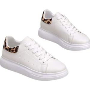 Damessneakers, licht, luipaardpatroon, comfortabel, modieus, instapper, casual, voor buiten, Wit, 37 EU
