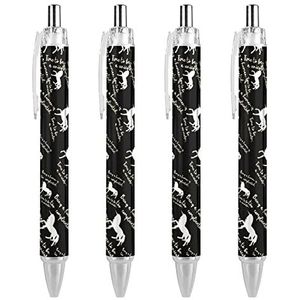 Time To Be Eenhoorn Custom Pennen Balpen Intrekbare 0.5mm Fijne Punt Zwarte Inkt Schrijven Pennen Voor Office Home 4 STKS