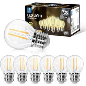 Aigostar - Led Lamp 6W, E27 Fitting, Filamentstijl Helder, Niet Dimbaar, Warm Wit 2700 Kelvin, 720 Lumen, Verpakking Van 6